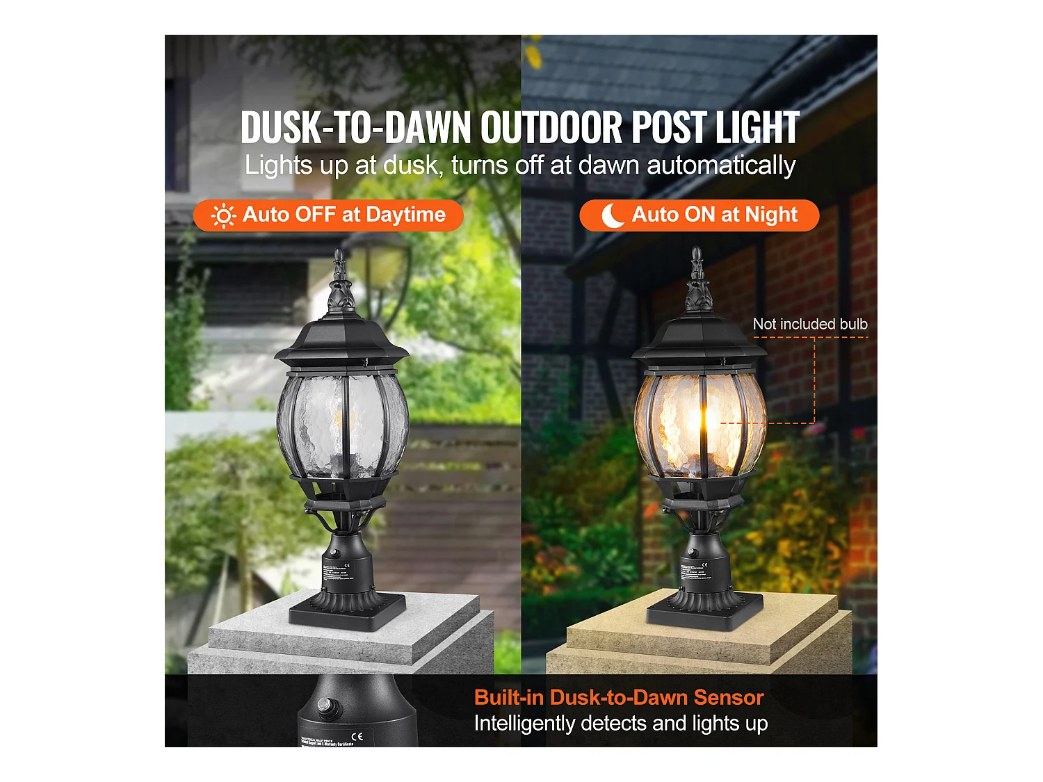 Zewnętrzne Lampy Podłogowe SucceBuy, Zestaw 2, 53 cm, od Zmierzchu do Świtu, do Montażu na Słupie