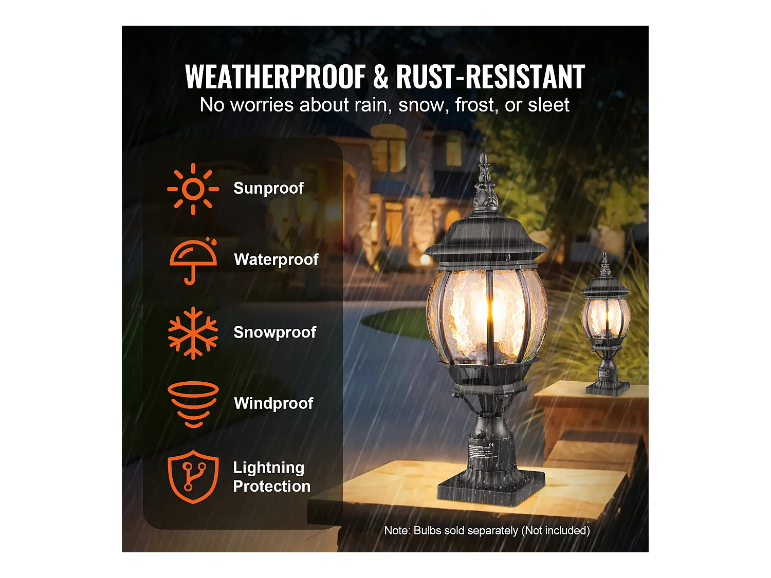 Lampadaires d'Extérieur SucceBuy, Lot de 2, Dusk to Dawn de 53cm pour Montage sur Poteau