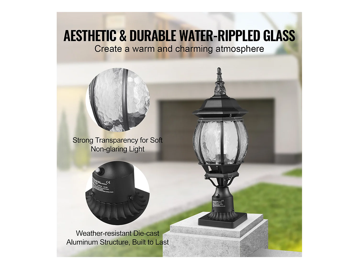 Lampadaires d'Extérieur SucceBuy, Lot de 2, Dusk to Dawn de 53cm pour Montage sur Poteau
