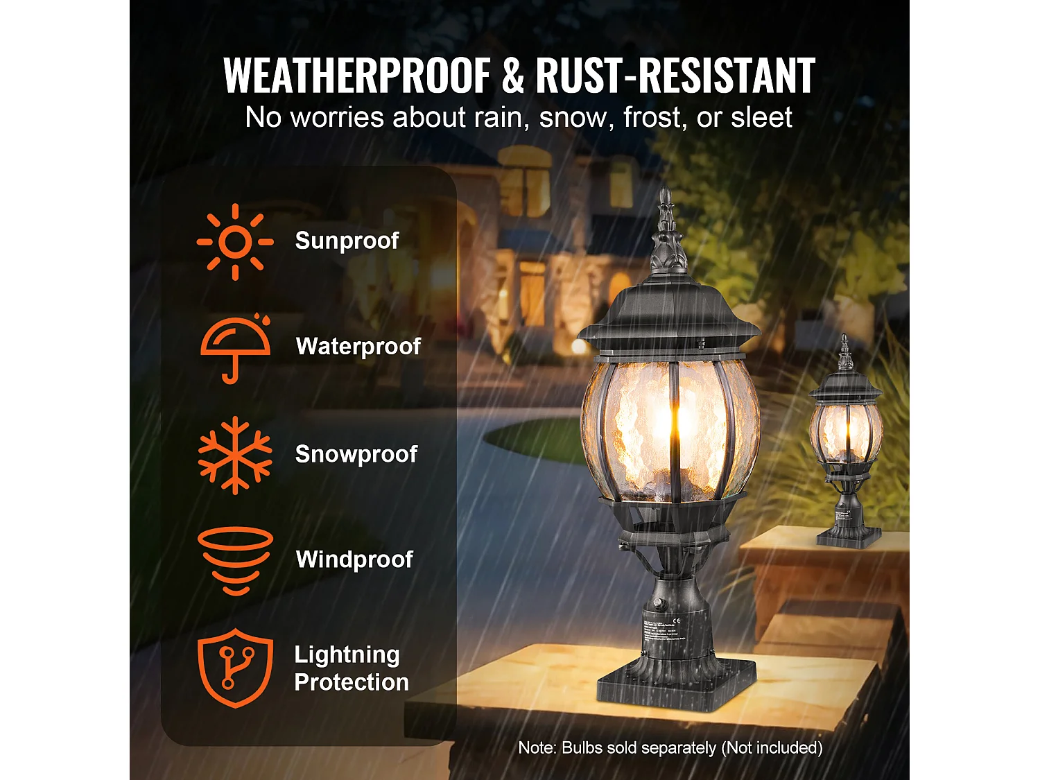 Lampadaires d'Extérieur SucceBuy, Lot de 2, Dusk to Dawn de 53cm pour Montage sur Poteau