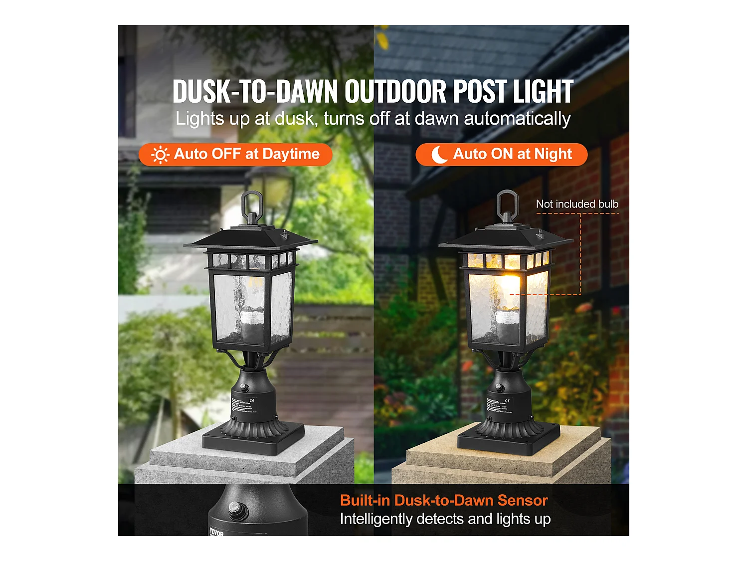 Lampadaires d'Extérieur SucceBuy, Lot de 2, Dusk to Dawn de 40cm, Luminaires Étanches pour Lampadaires