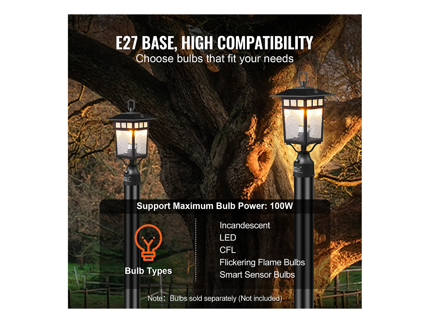 Lampadaires d'Extérieur SucceBuy, Lot de 2, Dusk to Dawn de 40cm, Luminaires Étanches pour Lampadaires