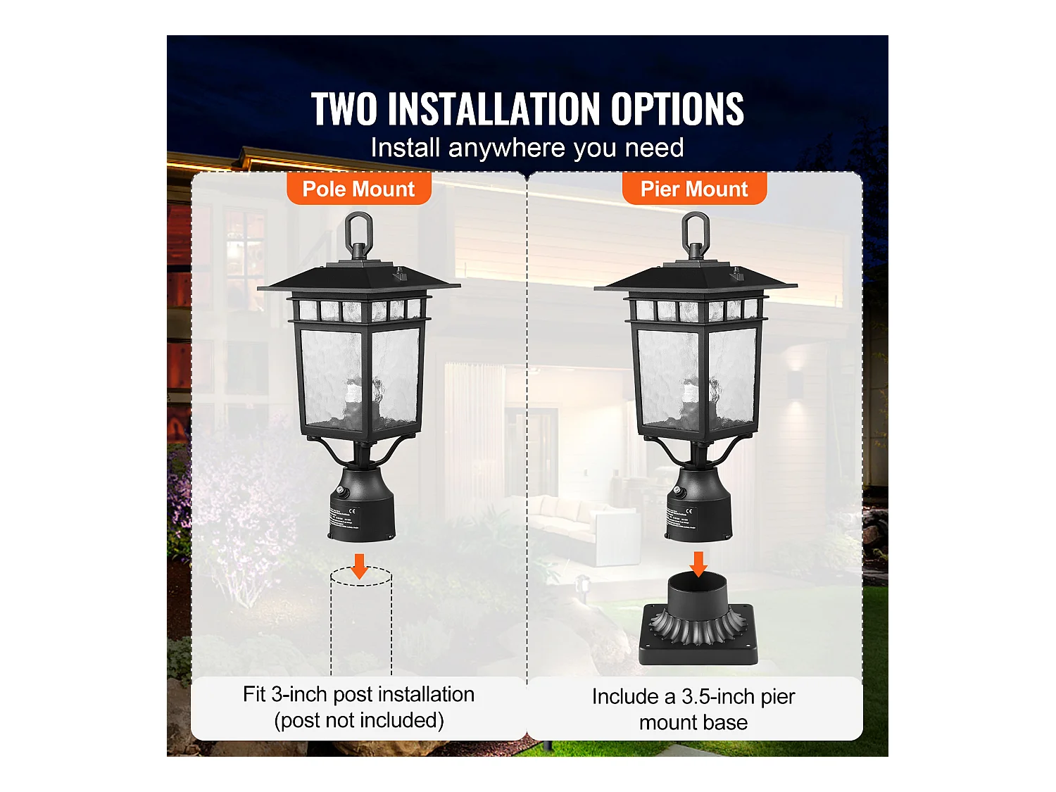 Lampadaires d'Extérieur SucceBuy, Lot de 2, Dusk to Dawn de 40cm, Luminaires Étanches pour Lampadaires