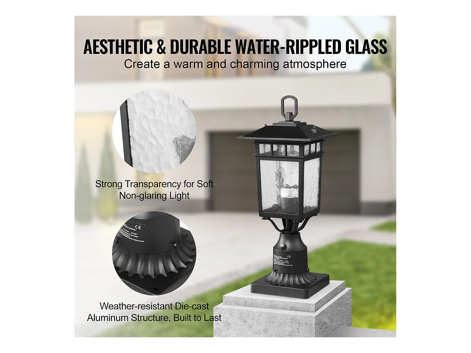 Lampadaires d'Extérieur SucceBuy, Lot de 2, Dusk to Dawn de 40cm, Luminaires Étanches pour Lampadaires