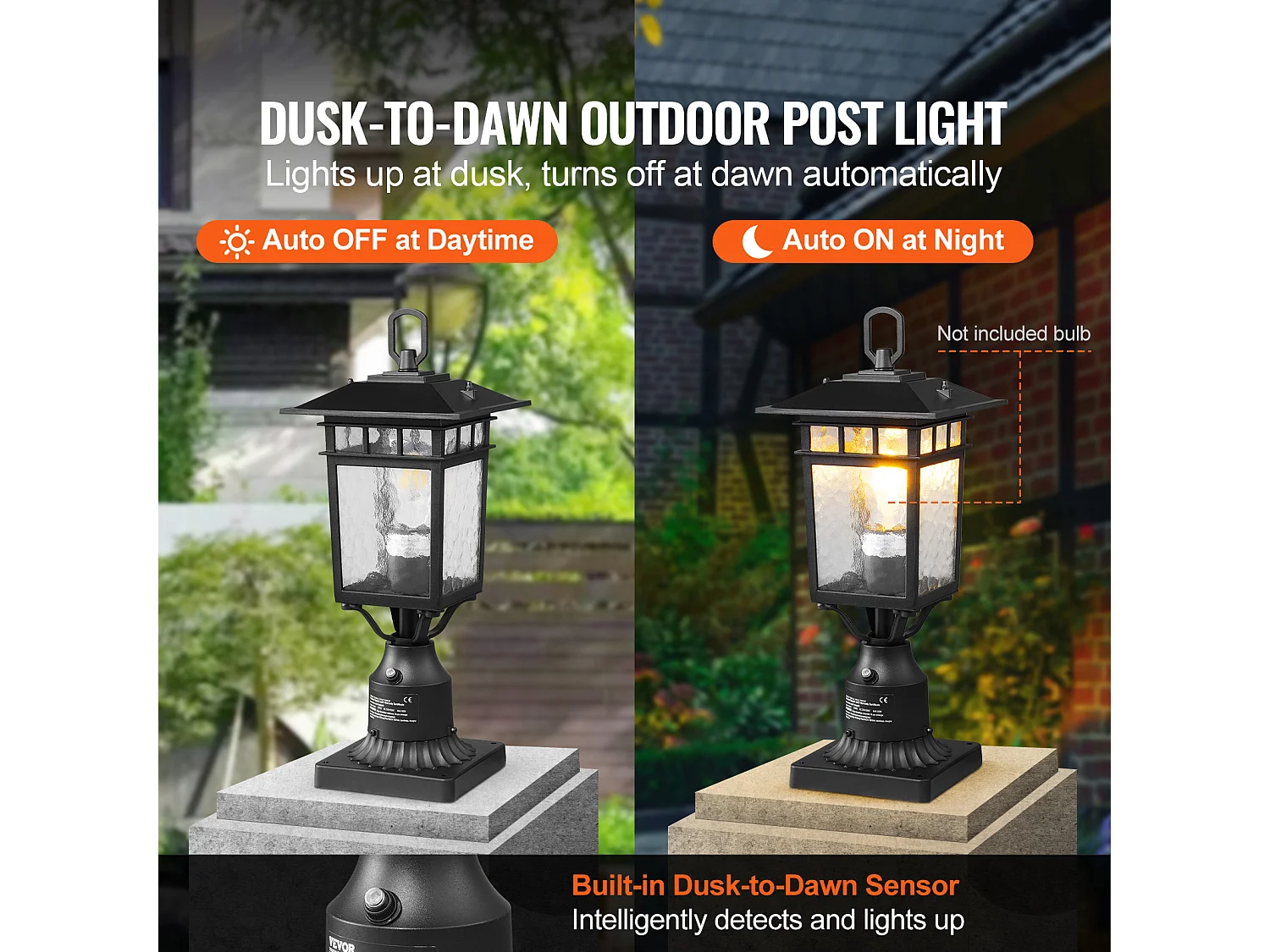 Lampadaires d'Extérieur SucceBuy, Lot de 2, Dusk to Dawn de 40cm, Luminaires Étanches pour Lampadaires