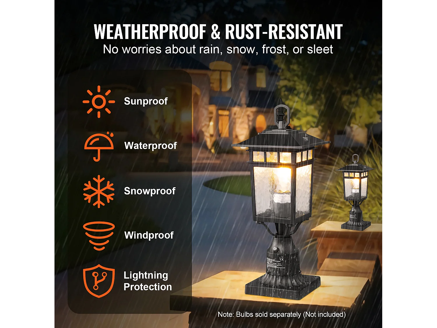 Lampadaires d'Extérieur SucceBuy, Lot de 2, Dusk to Dawn de 40cm, Luminaires Étanches pour Lampadaires