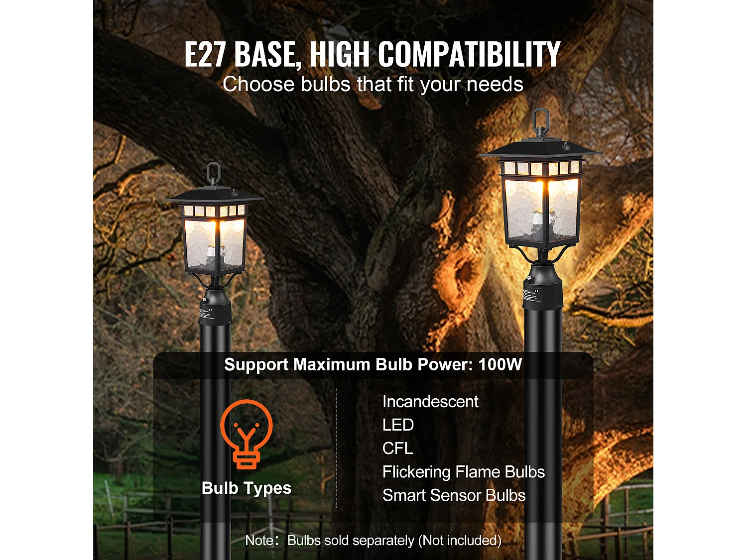 Lampadaires d'Extérieur SucceBuy, Lot de 2, Dusk to Dawn de 40cm, Luminaires Étanches pour Lampadaires