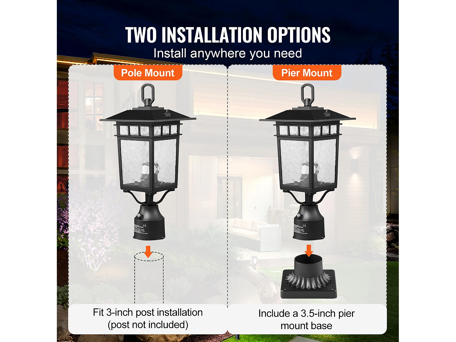 Lampadaires d'Extérieur SucceBuy, Lot de 2, Dusk to Dawn de 40cm, Luminaires Étanches pour Lampadaires