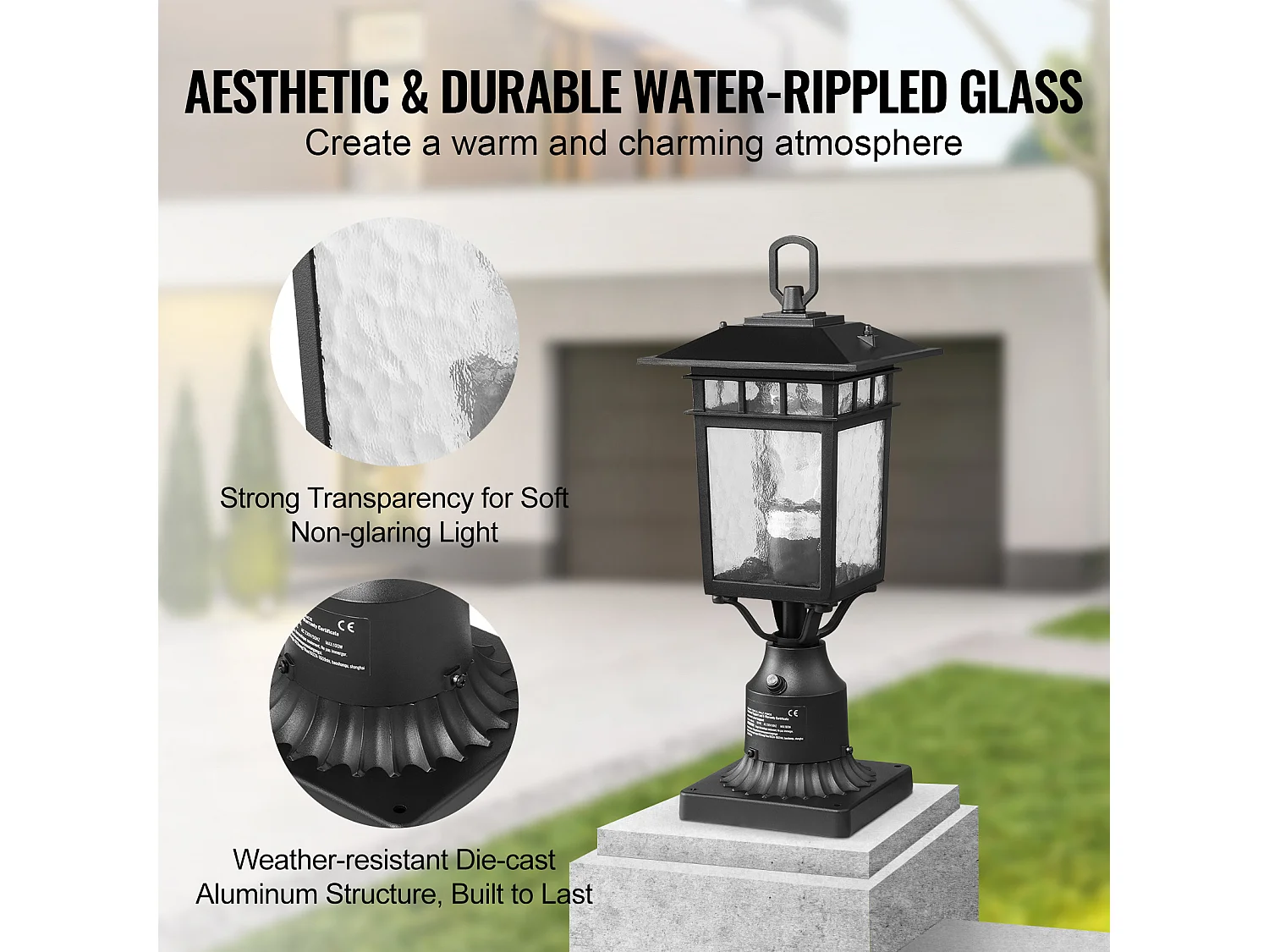 Lampadaires d'Extérieur SucceBuy, Lot de 2, Dusk to Dawn de 40cm, Luminaires Étanches pour Lampadaires