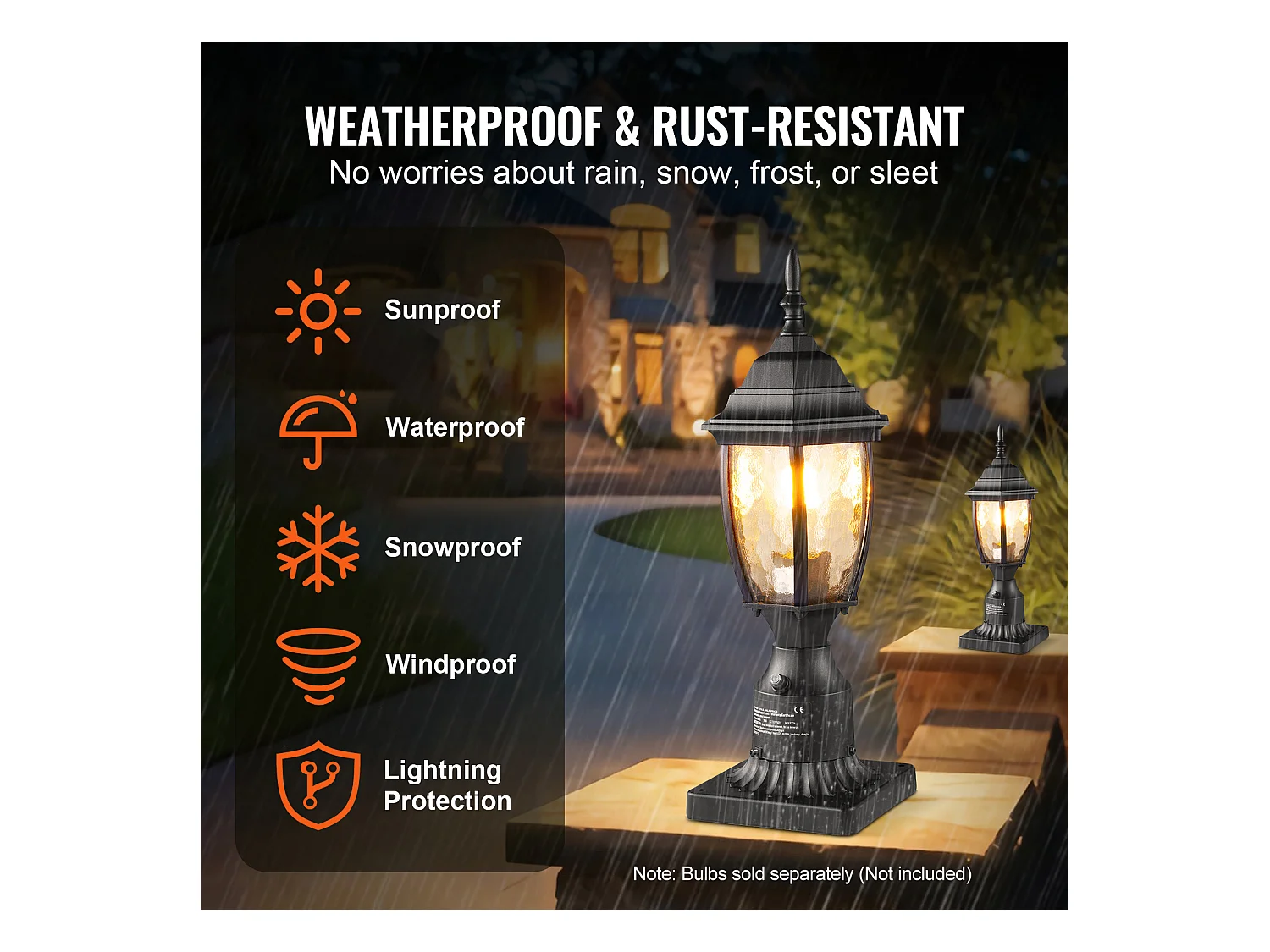 Zewnętrzna Lampa Podłogowa SucceBuy, 40 cm, od Zmierzchu do Świtu, Wodoodporne Oprawy Oświetleniowe do Latarni