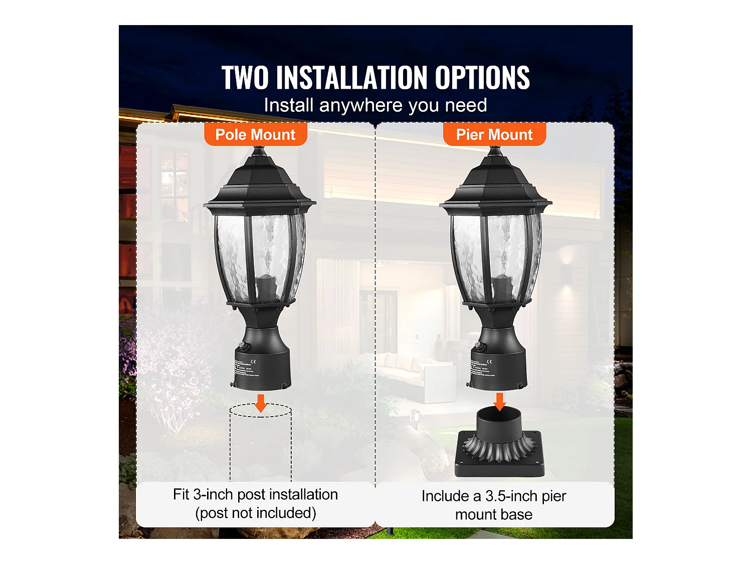 Zewnętrzna Lampa Podłogowa SucceBuy, 40 cm, od Zmierzchu do Świtu, Wodoodporne Oprawy Oświetleniowe do Latarni