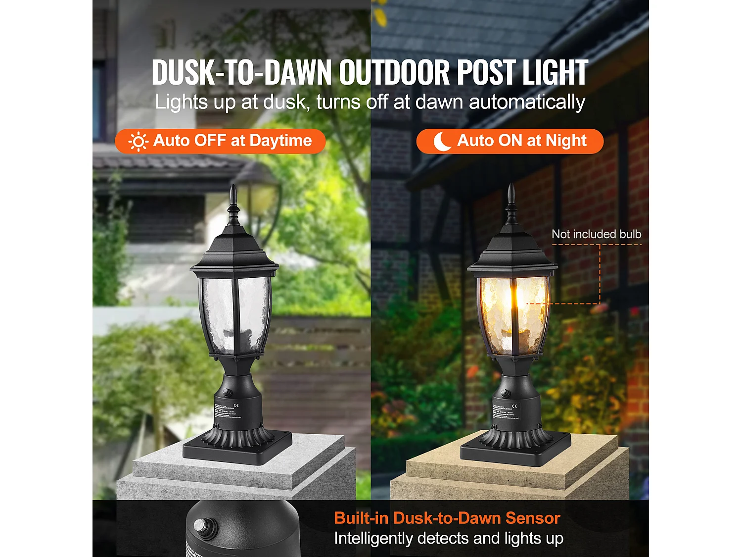 Lampadaire d'Extérieur SucceBuy, Dusk to Dawn de 40cm, Luminaires Étanches pour Lampadaires