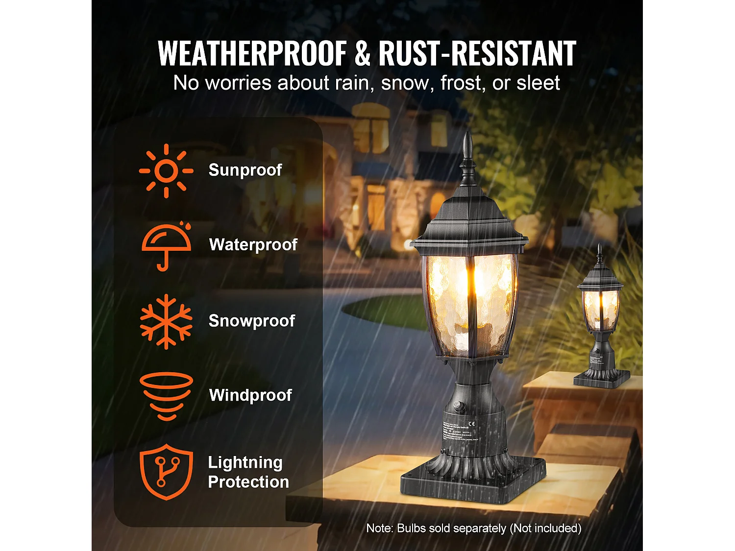 Lampadaire d'Extérieur SucceBuy, Dusk to Dawn de 40cm, Luminaires Étanches pour Lampadaires