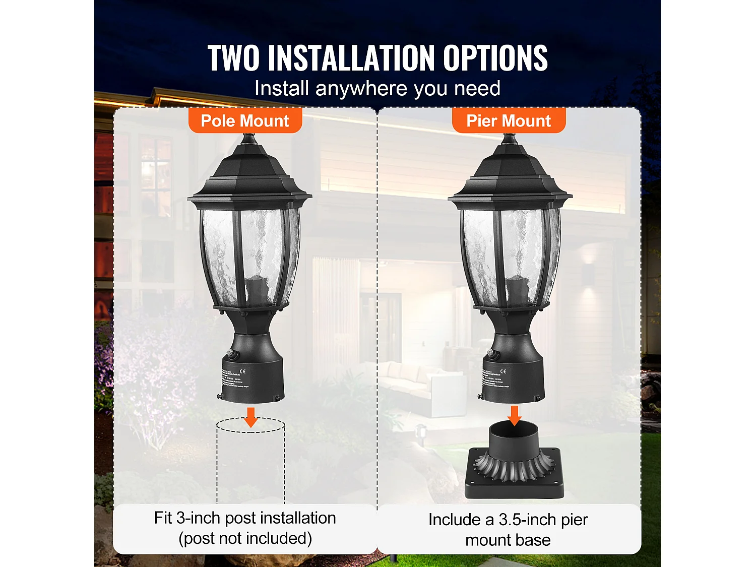 Lampadaire d'Extérieur SucceBuy, Dusk to Dawn de 40cm, Luminaires Étanches pour Lampadaires