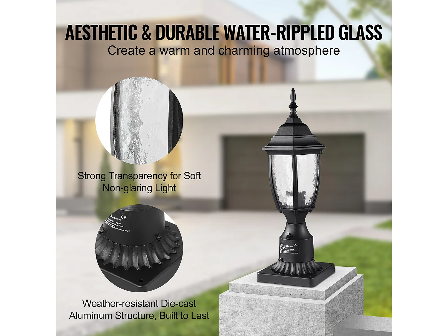 Lampadaire d'Extérieur SucceBuy, Dusk to Dawn de 40cm, Luminaires Étanches pour Lampadaires