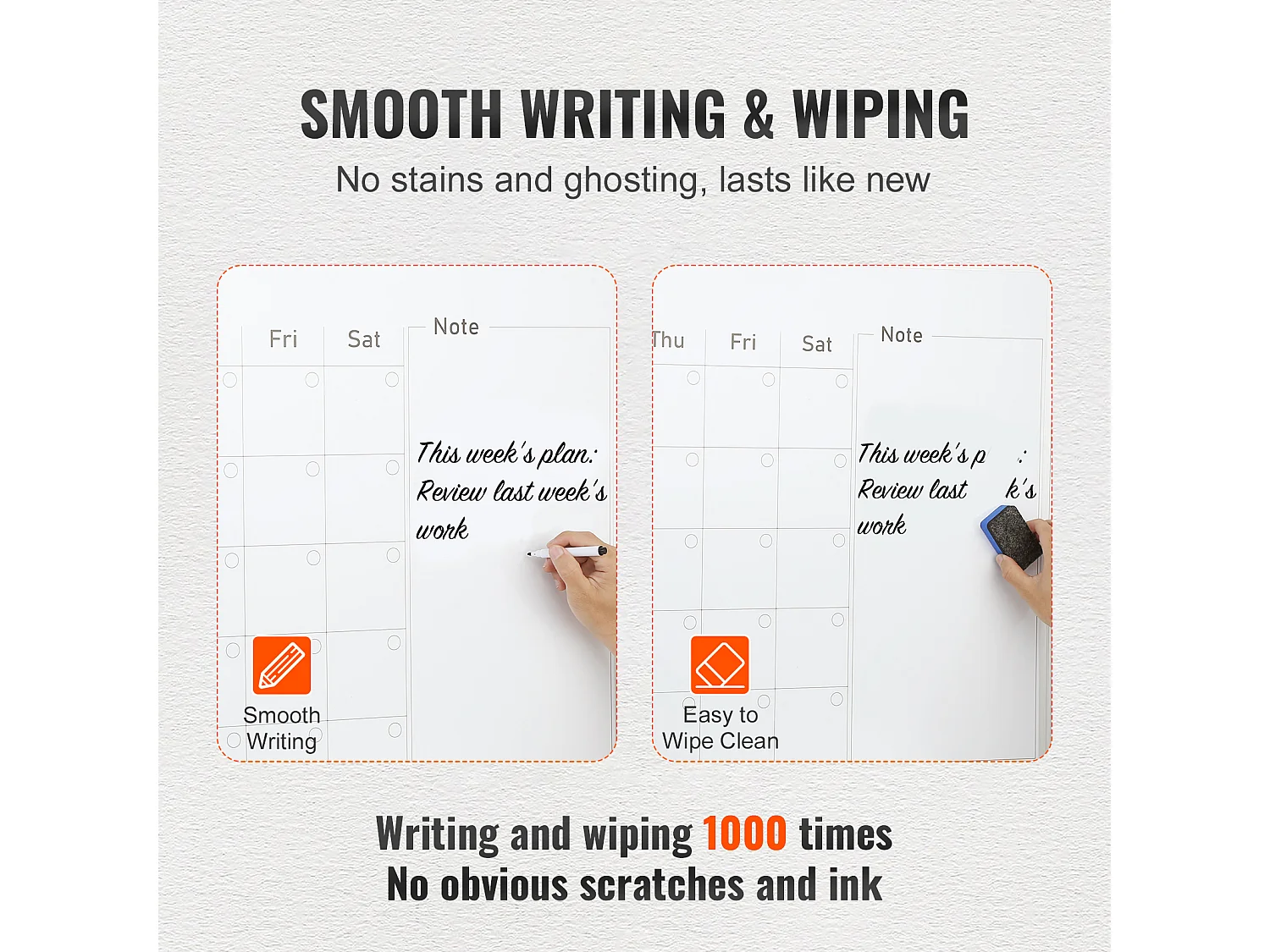 Tableau Blanc Magnétique SucceBuy, Effaçable à Sec,  91 x 61cm, Montage Mural pour Utilisation au Bureau