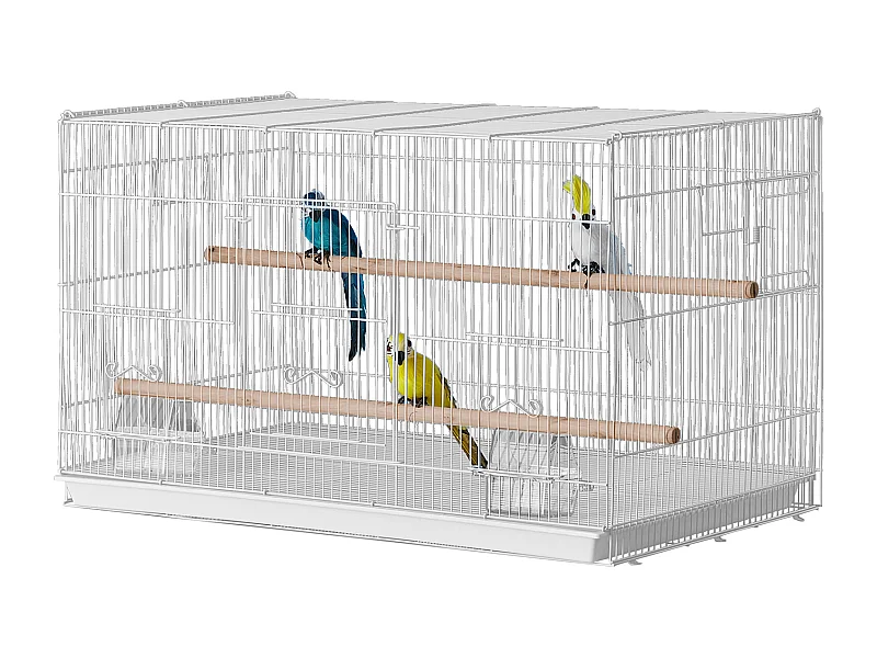 Cage à Oiseaux, SucceBuy Cage de Vol pour Petits Oiseaux de 45 cm, Blanche pour Perruches - Durable et Facile à Gérer
