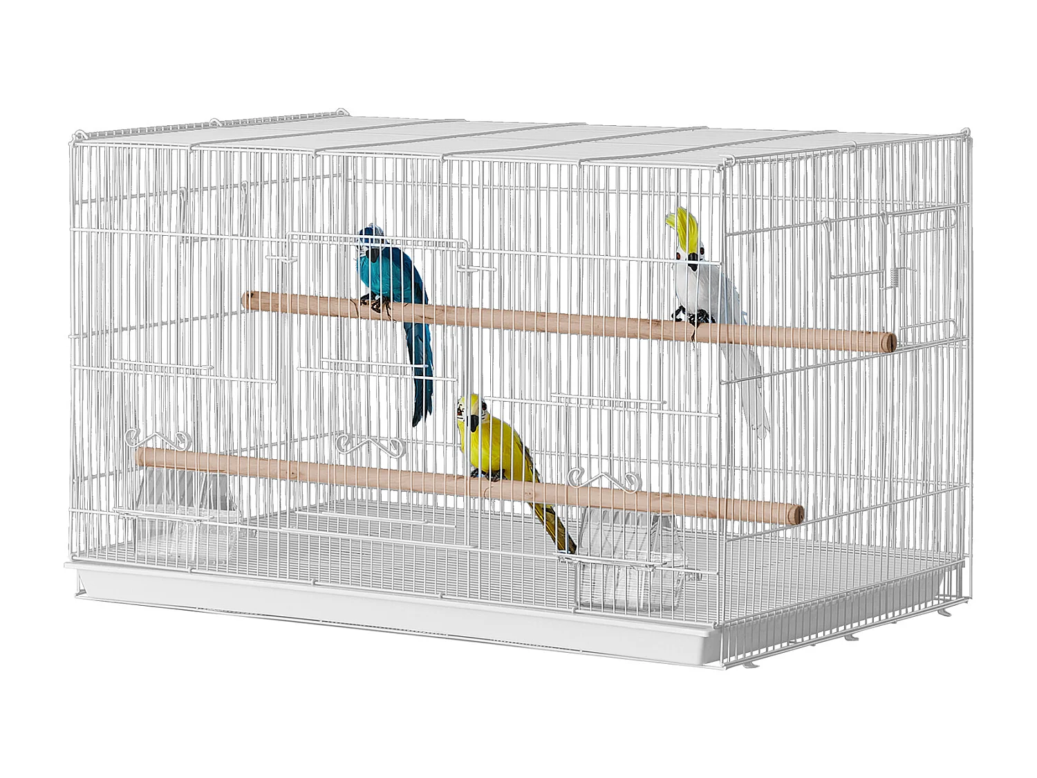 Cage à Oiseaux, SucceBuy Cage de Vol pour Petits Oiseaux de 45 cm, Blanche pour Perruches - Durable et Facile à Gérer