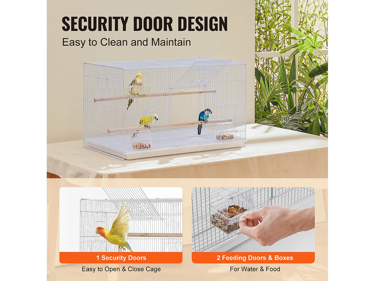 Cage à Oiseaux, SucceBuy Cage de Vol pour Petits Oiseaux de 45 cm, Blanche pour Perruches - Durable et Facile à Gérer