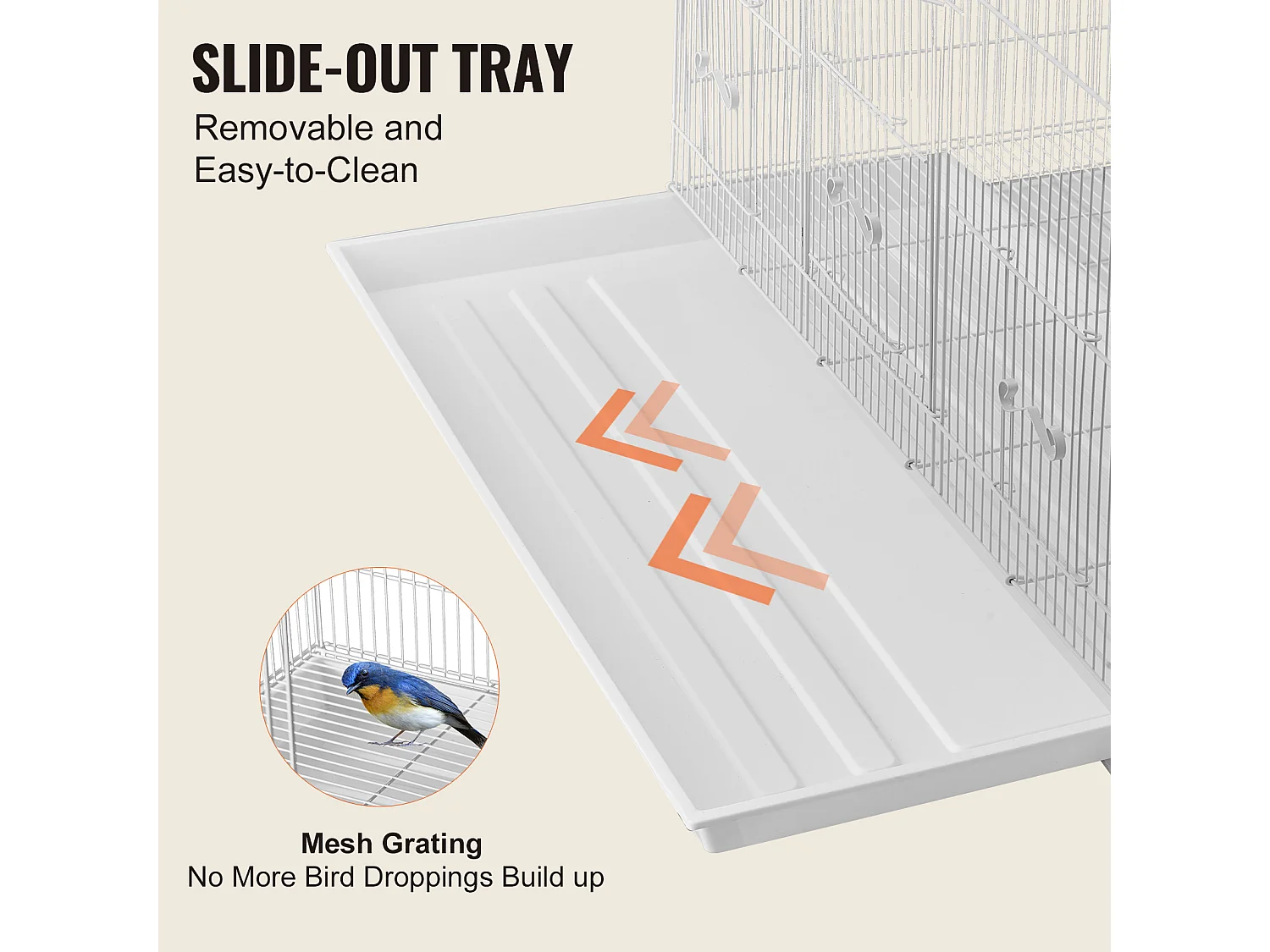 Cage à Oiseaux, SucceBuy Cage de Vol pour Petits Oiseaux de 45 cm, Blanche pour Perruches - Durable et Facile à Gérer