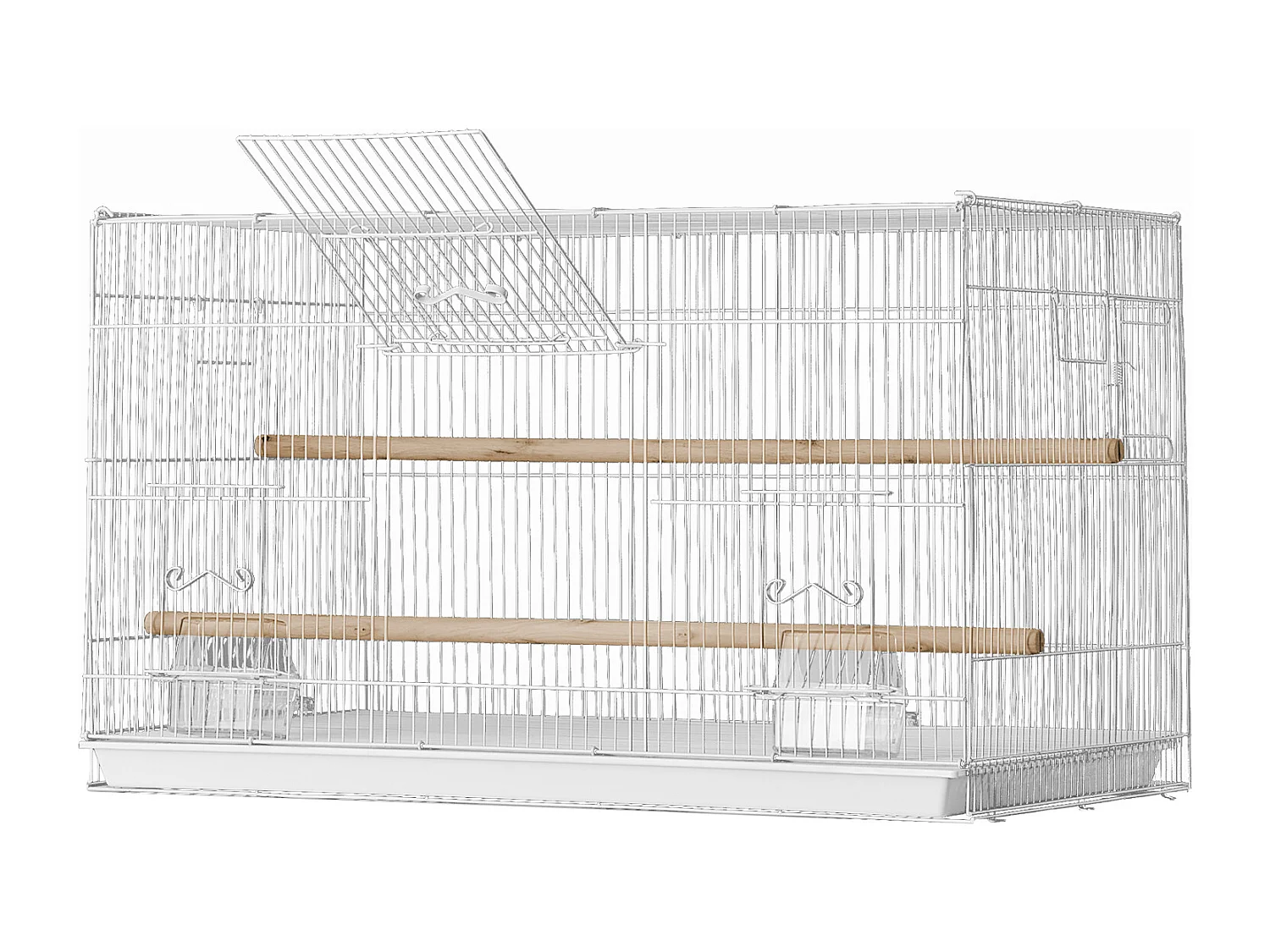 Cage à Oiseaux, SucceBuy Cage de Vol pour Petits Oiseaux de 45 cm, Blanche pour Perruches - Durable et Facile à Gérer
