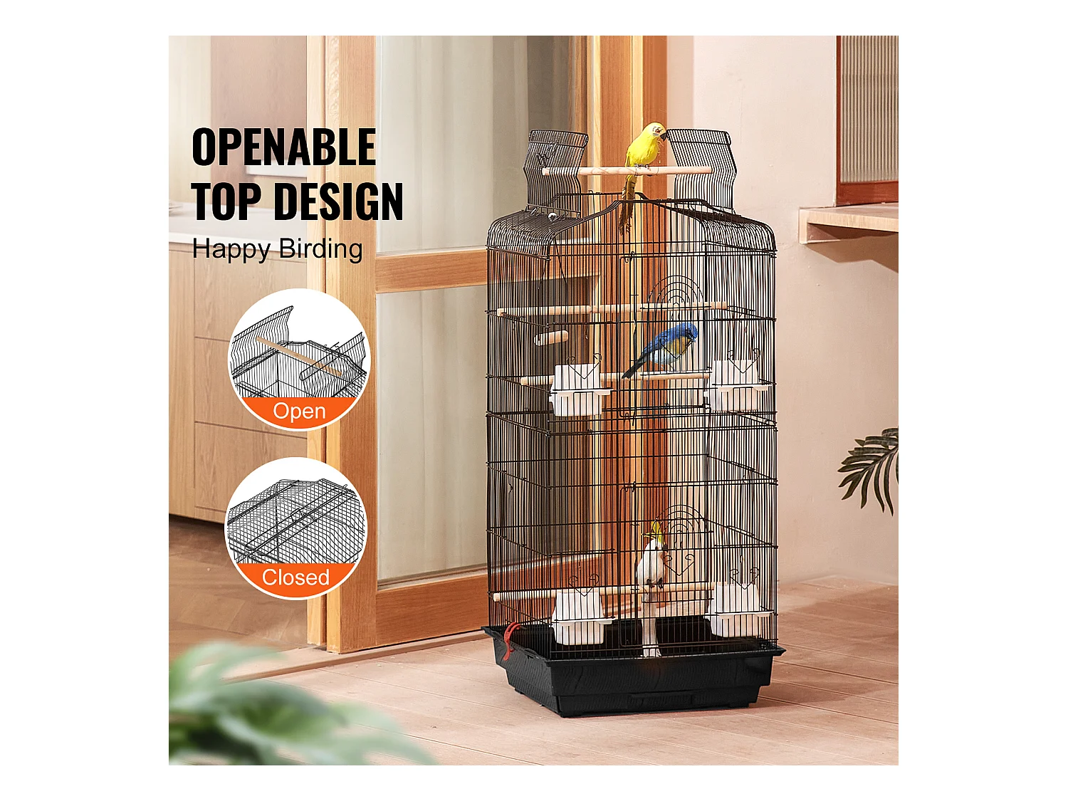 Cage à Oiseaux, SucceBuy Cage de Vol pour Oiseaux de 99 cm Suspendue pour Perroquets et Perruches