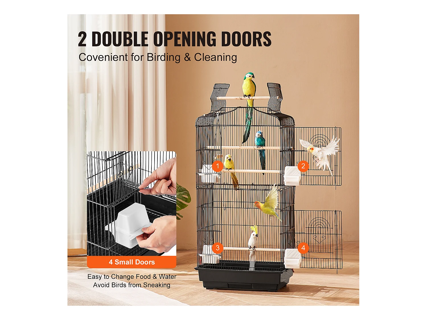 Cage à Oiseaux, SucceBuy Cage de Vol pour Oiseaux de 99 cm Suspendue pour Perroquets et Perruches