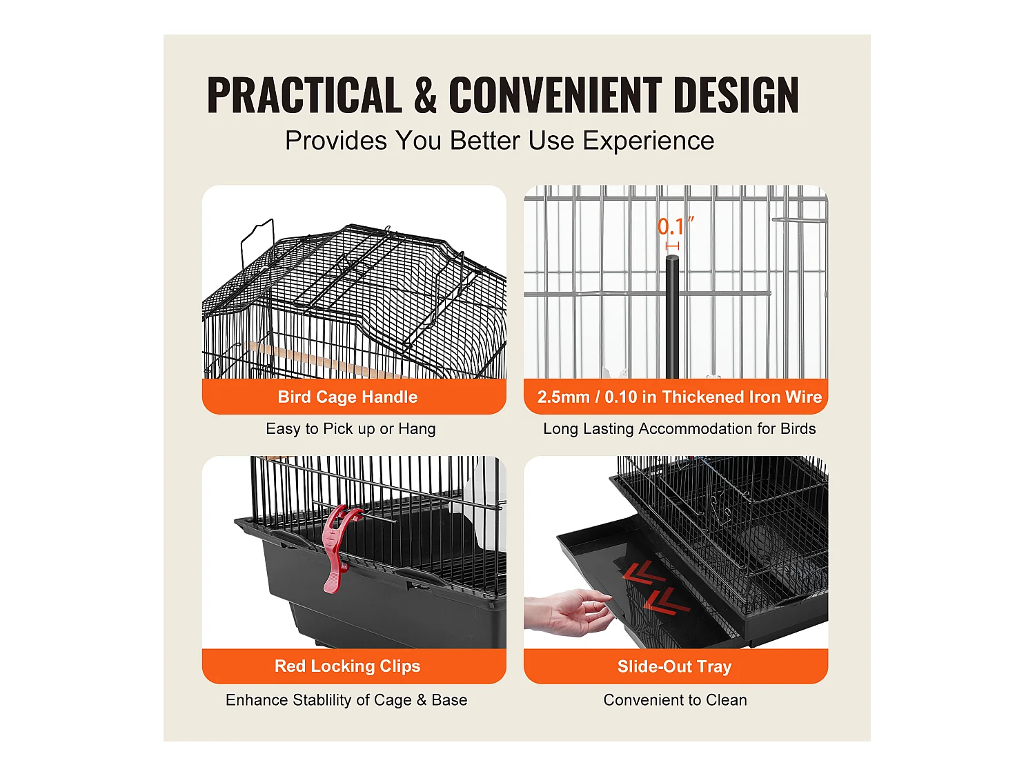 Cage à Oiseaux, SucceBuy Cage de Vol pour Oiseaux de 99 cm Suspendue pour Perroquets et Perruches