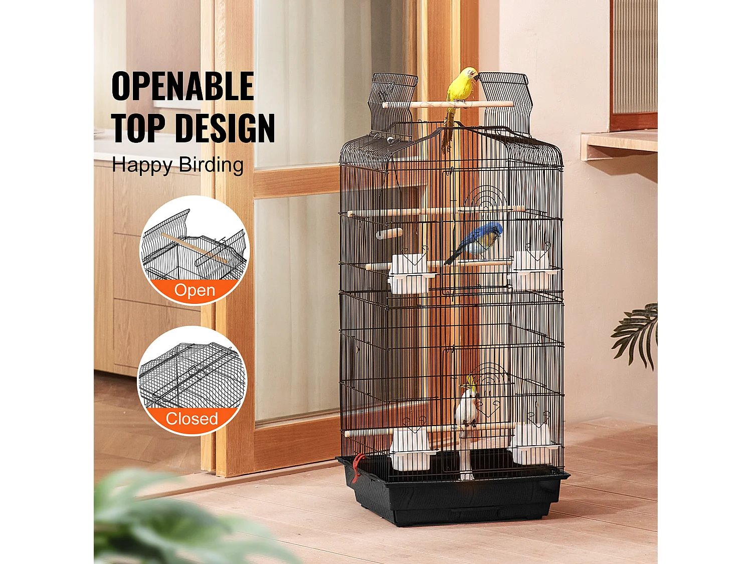 Cage à Oiseaux, SucceBuy Cage de Vol pour Oiseaux de 99 cm Suspendue pour Perroquets et Perruches