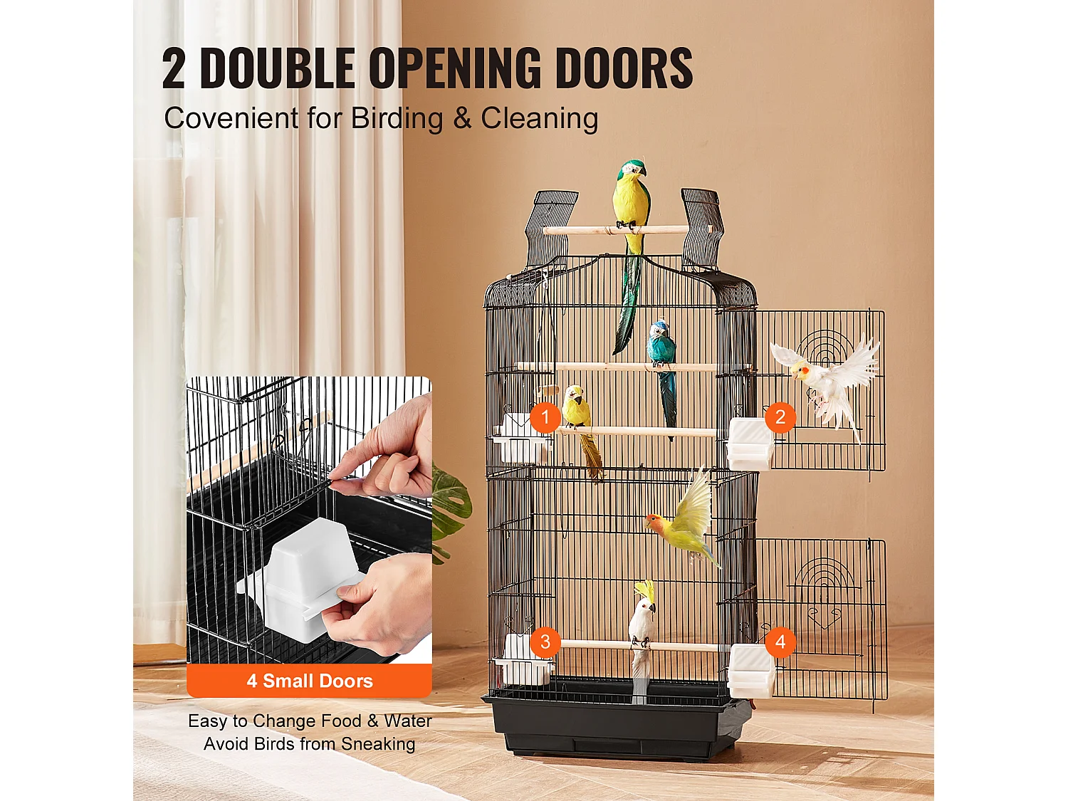 Cage à Oiseaux, SucceBuy Cage de Vol pour Oiseaux de 99 cm Suspendue pour Perroquets et Perruches