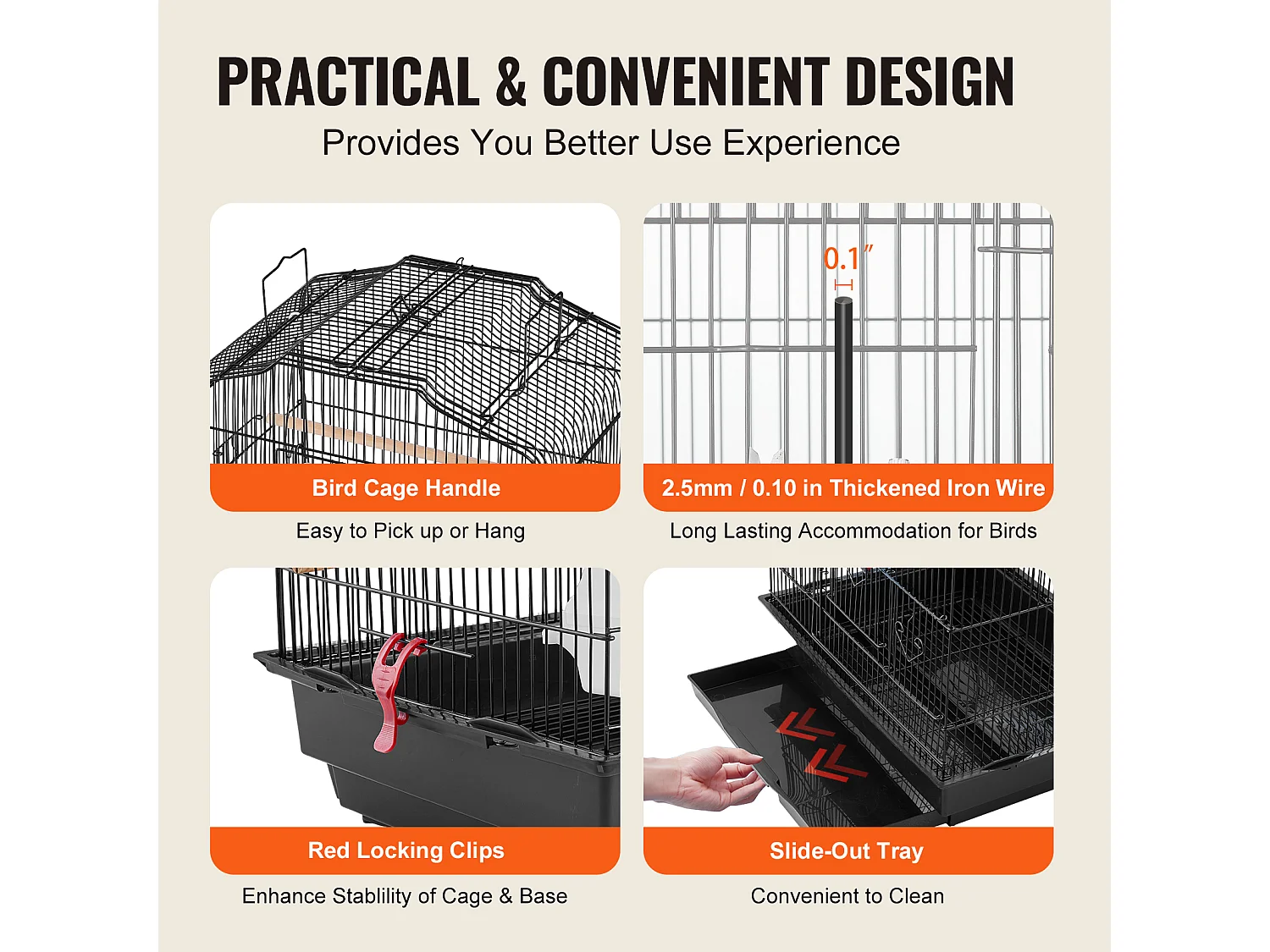 Cage à Oiseaux, SucceBuy Cage de Vol pour Oiseaux de 99 cm Suspendue pour Perroquets et Perruches