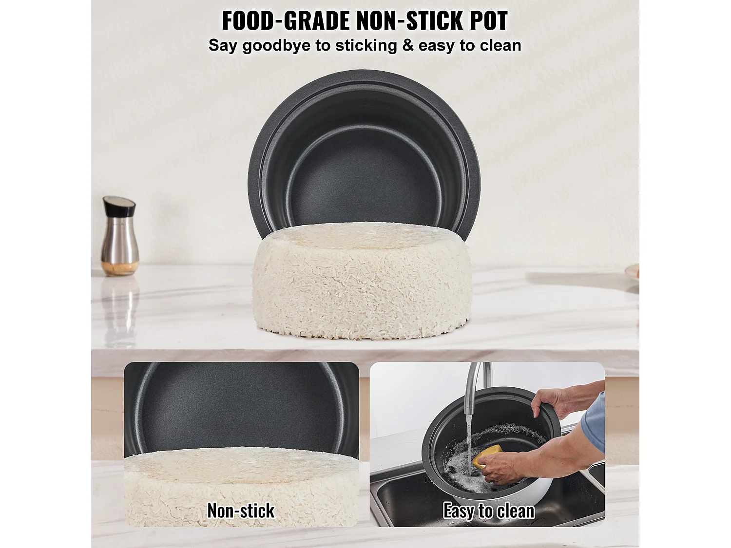 Panela de Arroz Comercial SucceBuy, 40 Chávenas 8 L Antiaderente 24 H Manter Quente para Restaurantes