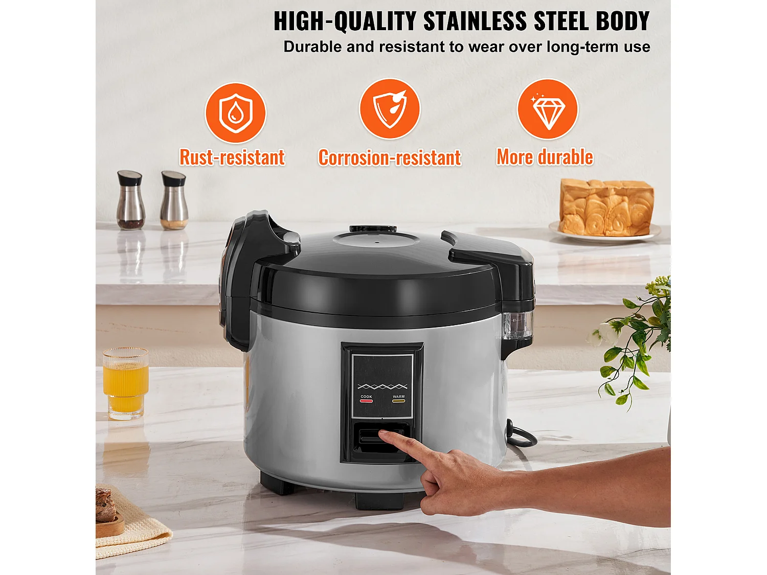 Arrocera Comercial SucceBuy, 45 Tazas 9 L Antiadherente 12 H Mantener Caliente para Restaurantes