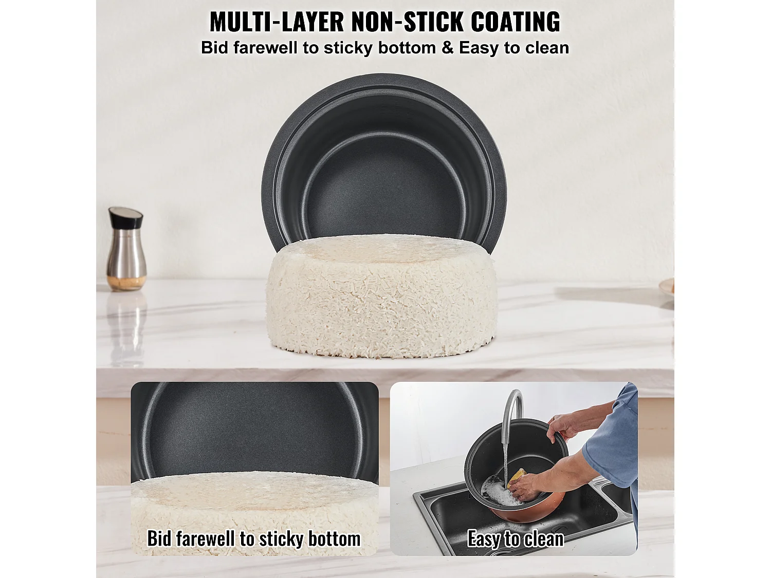 Cuiseur à Riz Commercial SucceBuy, 45 Tasses 9 L Antiadhésif 12 H Maintien au Chaud pour Restaurant