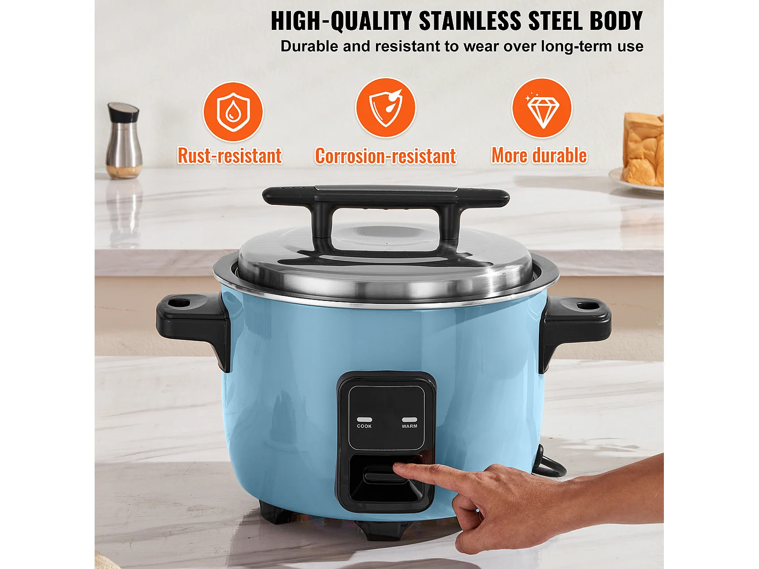 Panela de Arroz Comercial SucceBuy, 60 Chávenas 13 L Antiaderente 24 H Manter Quente para Restaurantes