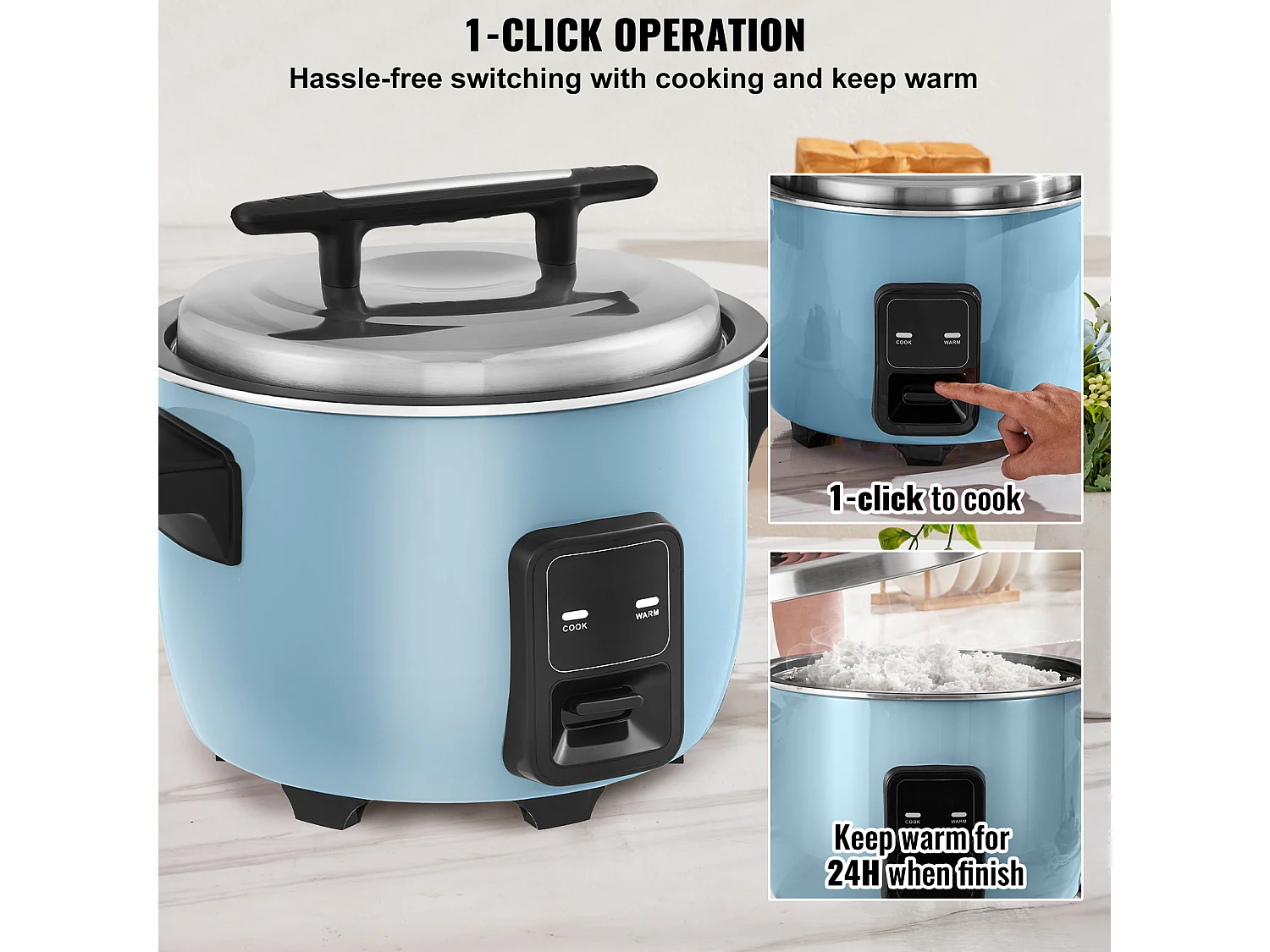 Panela de Arroz Comercial SucceBuy, 60 Chávenas 13 L Antiaderente 24 H Manter Quente para Restaurantes