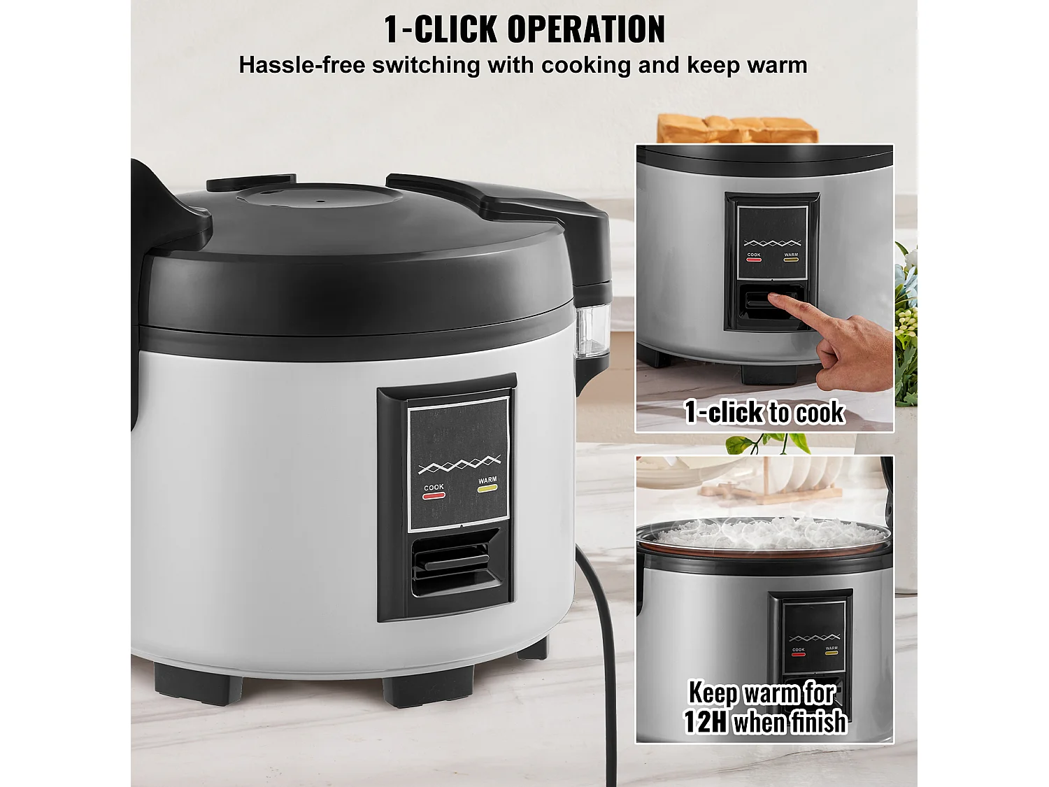 Arrocera Comercial SucceBuy, 70 Tazas 15 L Antiadherente Caliente para Restaurantes