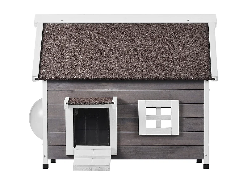 Katzenhaus, SucceBuy Outdoor Cat Housing - ein Hölzerner Unterschlupf für Streunende Katzen, Ausgestattet mit einem Dach, Falttüren und einem Sichtfenster