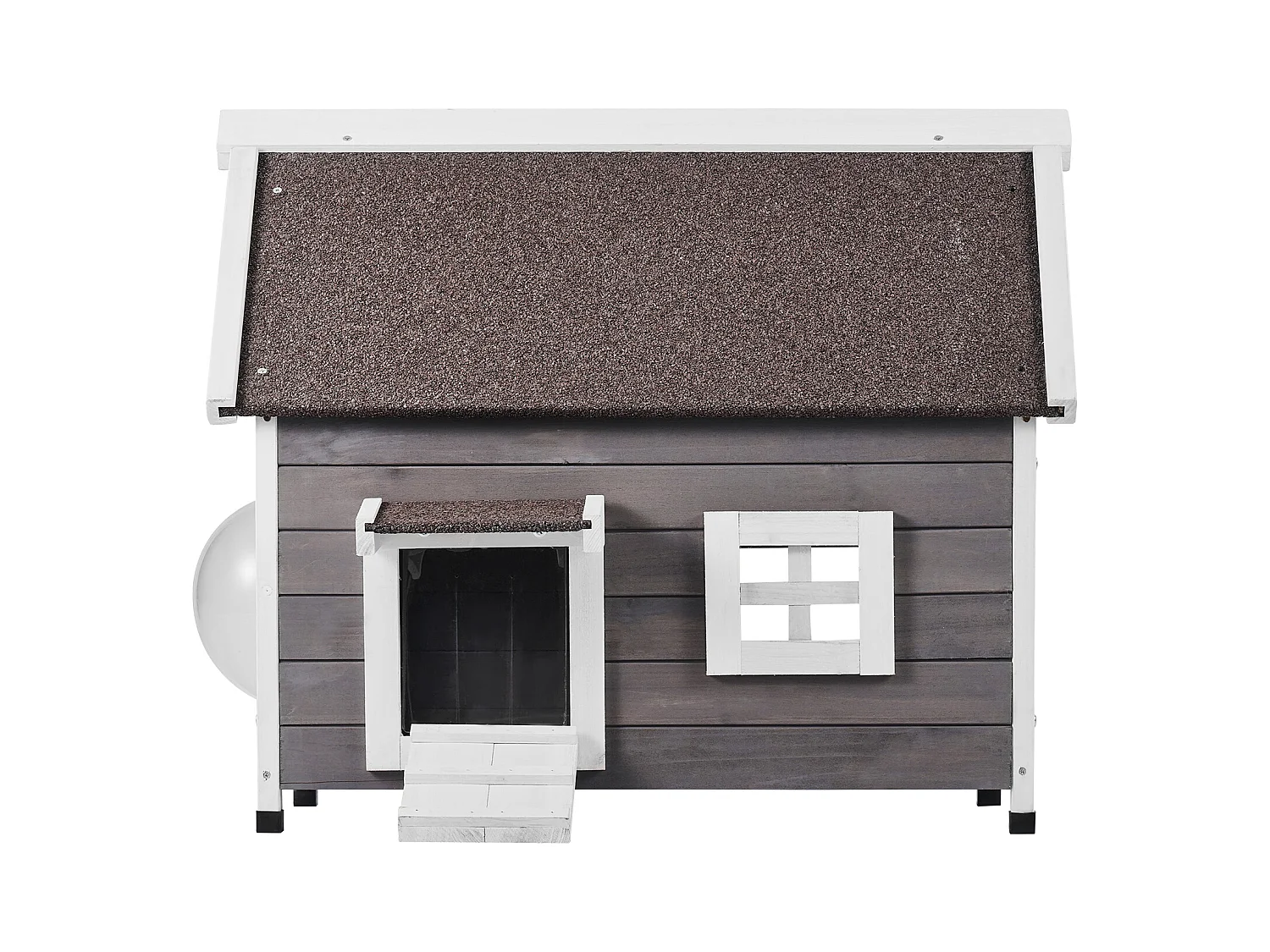 Maison pour Chat, SucceBuy Outdoor Cat Housing - un Abri en Bois pour Féelins Errants, Equipé d'un Toit, de Portes Pliantes et d'une Fenêtre d'Observation
