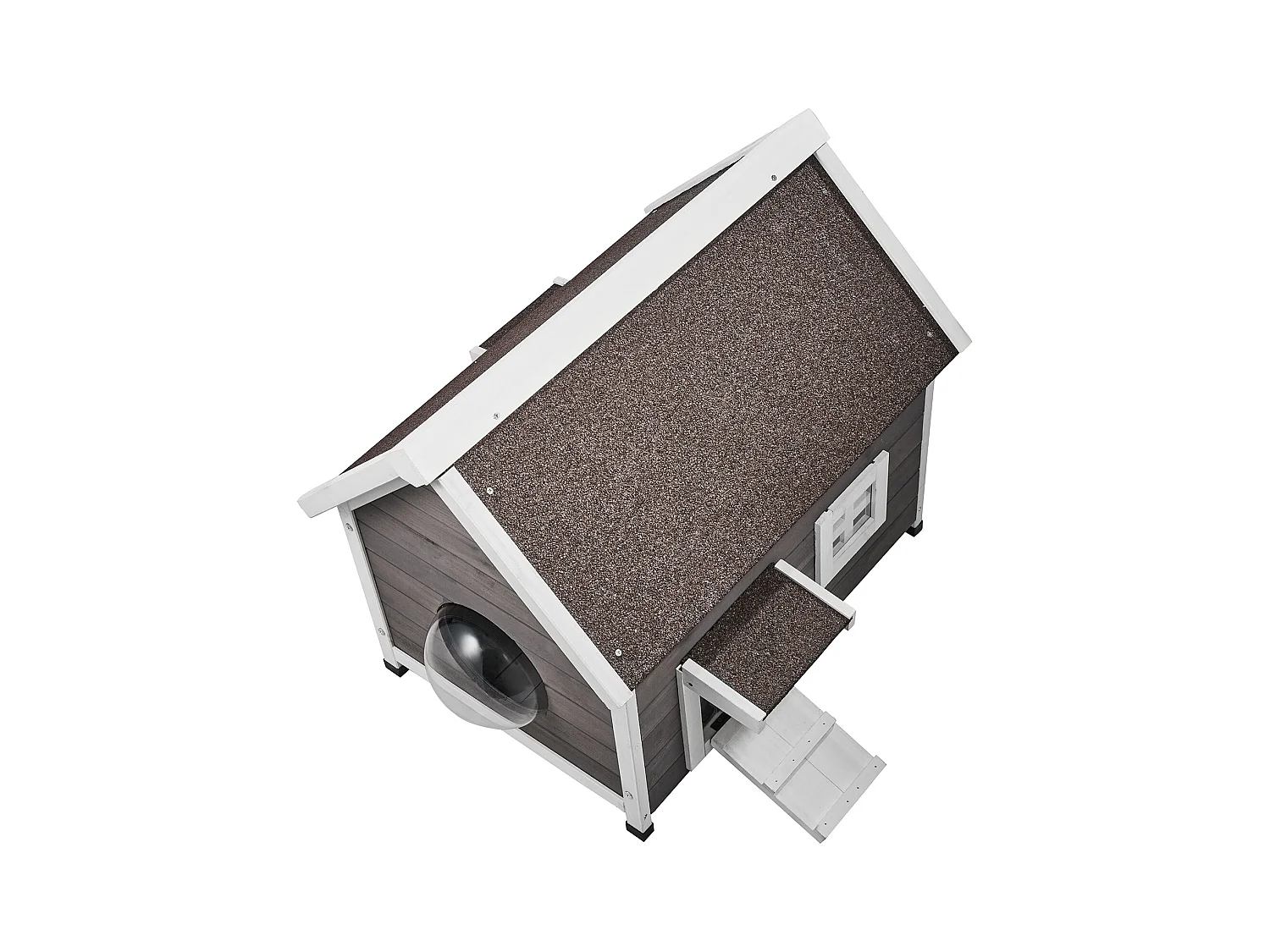 Maison pour Chat, SucceBuy Outdoor Cat Housing - un Abri en Bois pour Féelins Errants, Equipé d'un Toit, de Portes Pliantes et d'une Fenêtre d'Observation