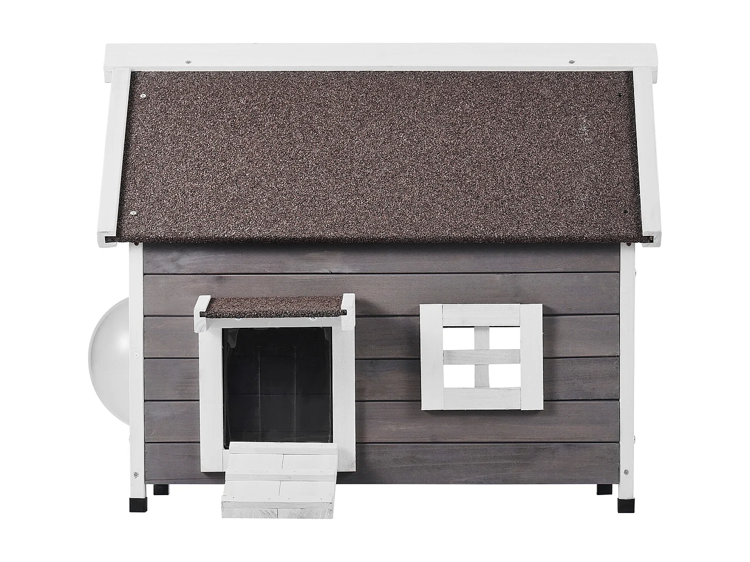 Maison pour Chat, SucceBuy Outdoor Cat Housing - un Abri en Bois pour Féelins Errants, Equipé d'un Toit, de Portes Pliantes et d'une Fenêtre d'Observation