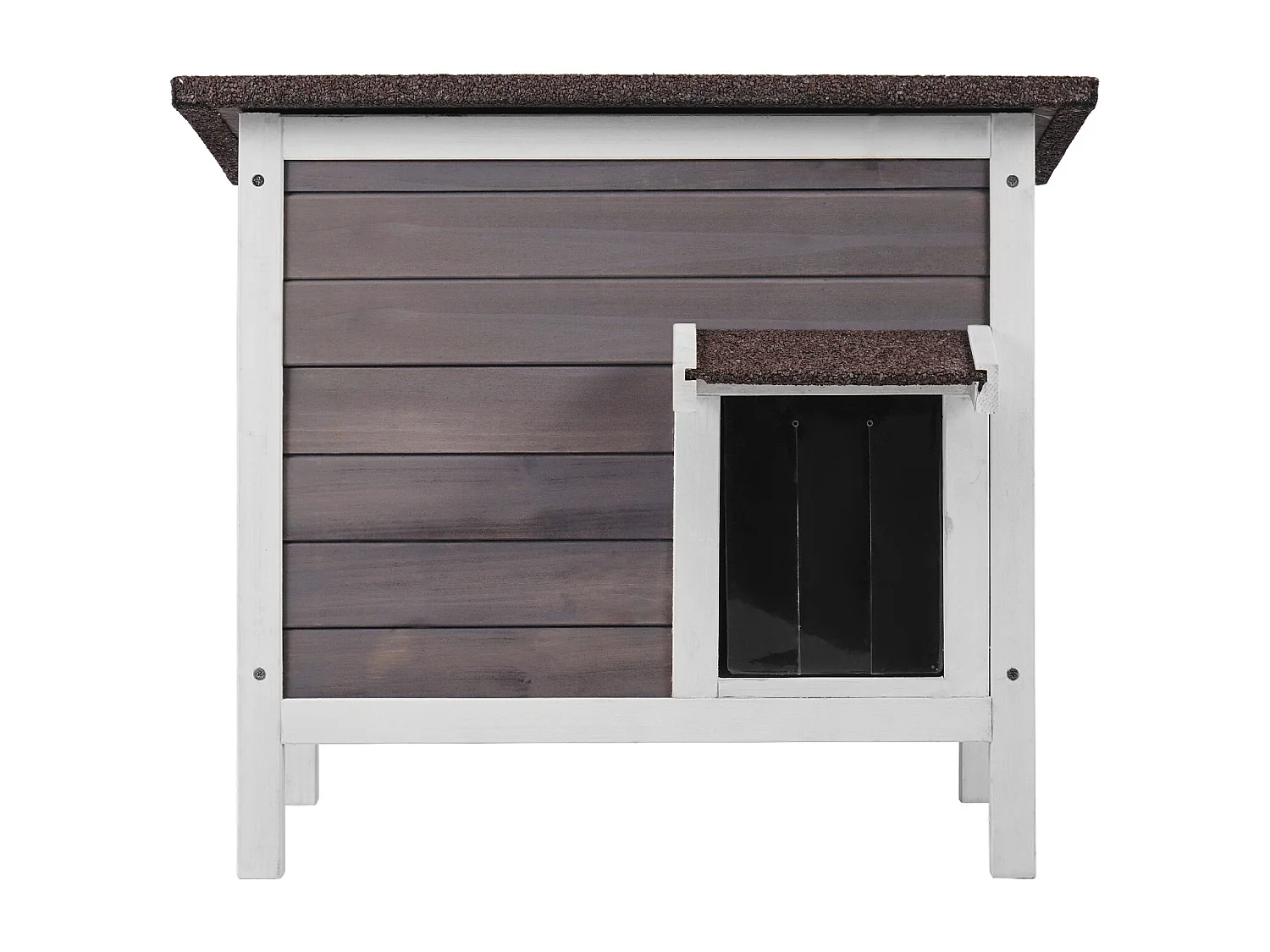 Maison pour Chat, SucceBuy Outdoor Cat Shelter - Un Abri en Bois pour Chats Sauvages, avec Toit et Portes Recouvertes de PVC