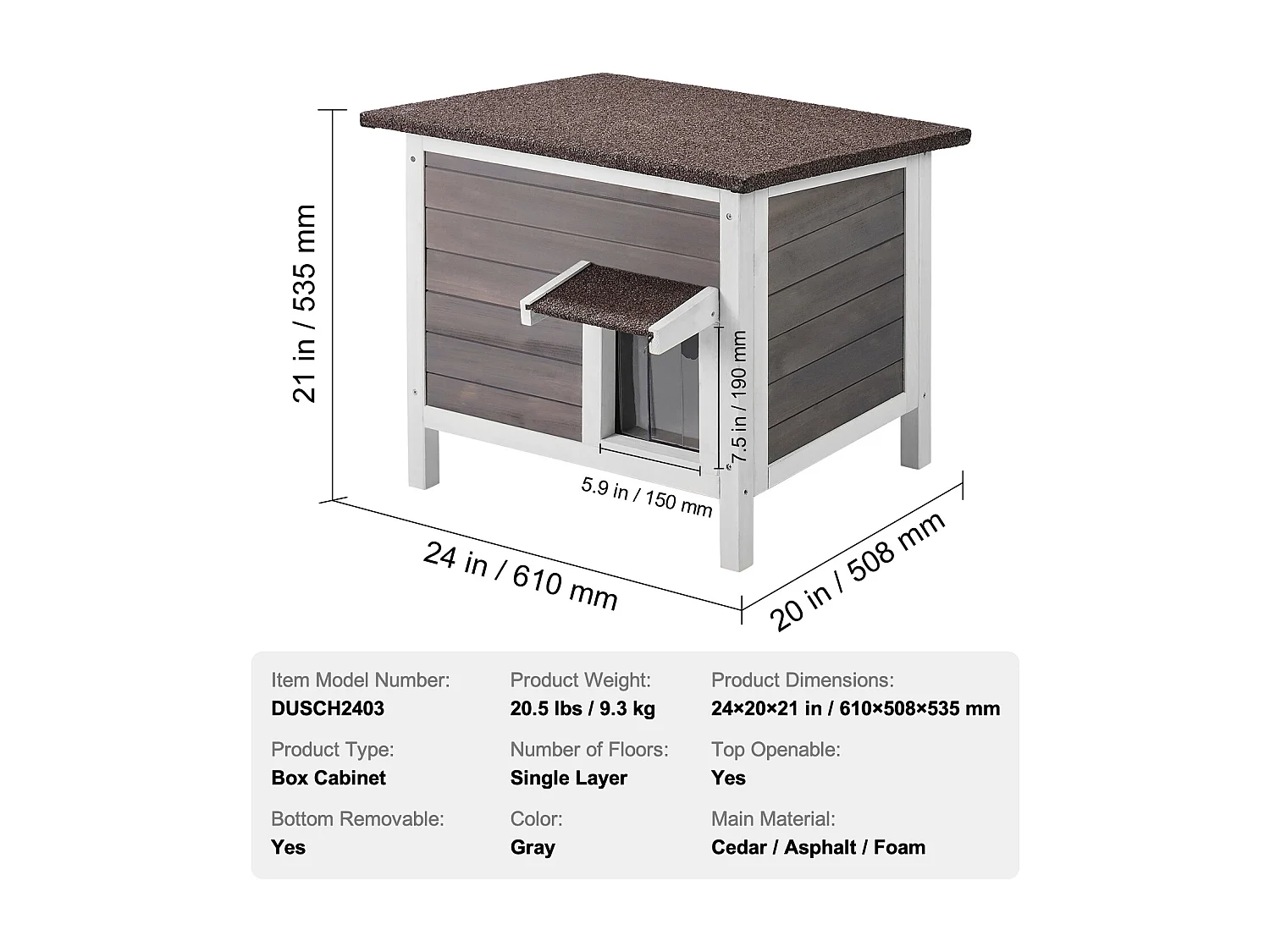 Maison pour Chat, SucceBuy Outdoor Cat Shelter - Un Abri en Bois pour Chats Sauvages, avec Toit et Portes Recouvertes de PVC