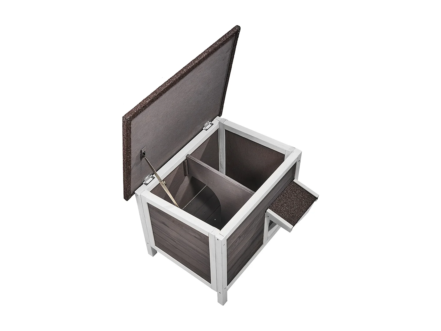 Maison pour Chat, SucceBuy Outdoor Cat Shelter - Un Abri en Bois pour Chats Sauvages, avec Toit et Portes Recouvertes de PVC