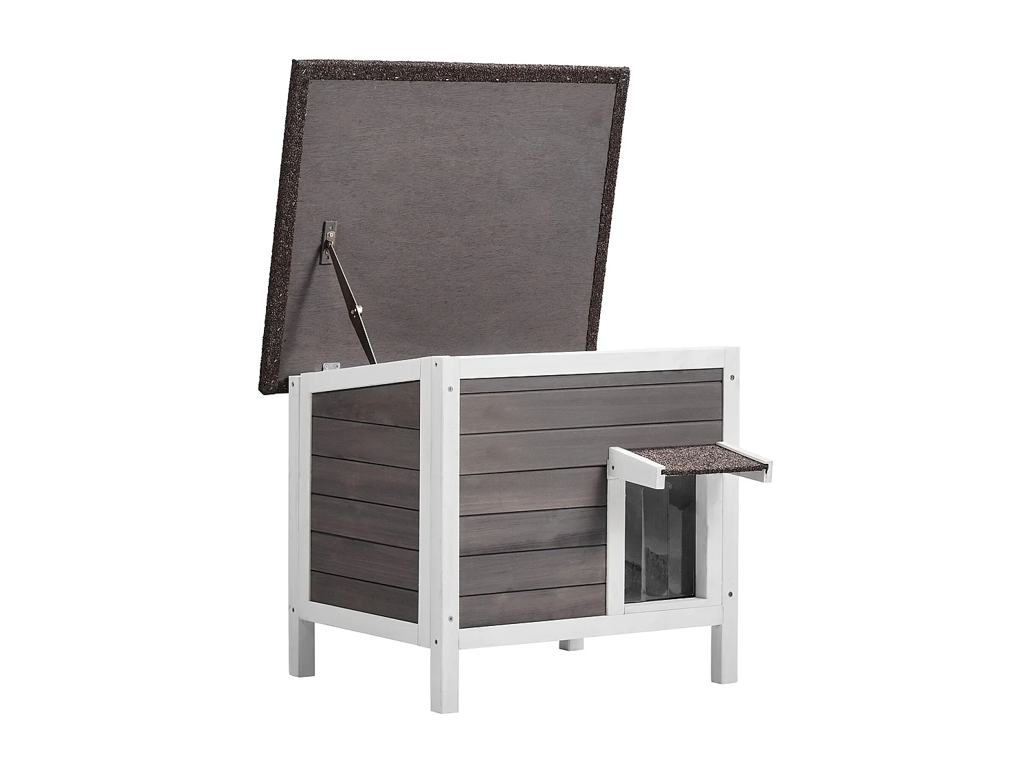 Maison pour Chat, SucceBuy Outdoor Cat Shelter - Un Abri en Bois pour Chats Sauvages, avec Toit et Portes Recouvertes de PVC