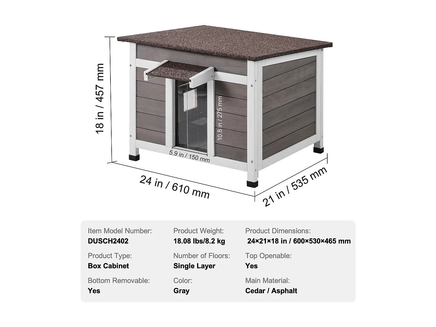 Casa para Gatos SucceBuy de Madera para Exteriores - Refugio para Gatos Salvajes con Puertas y Tragaluces