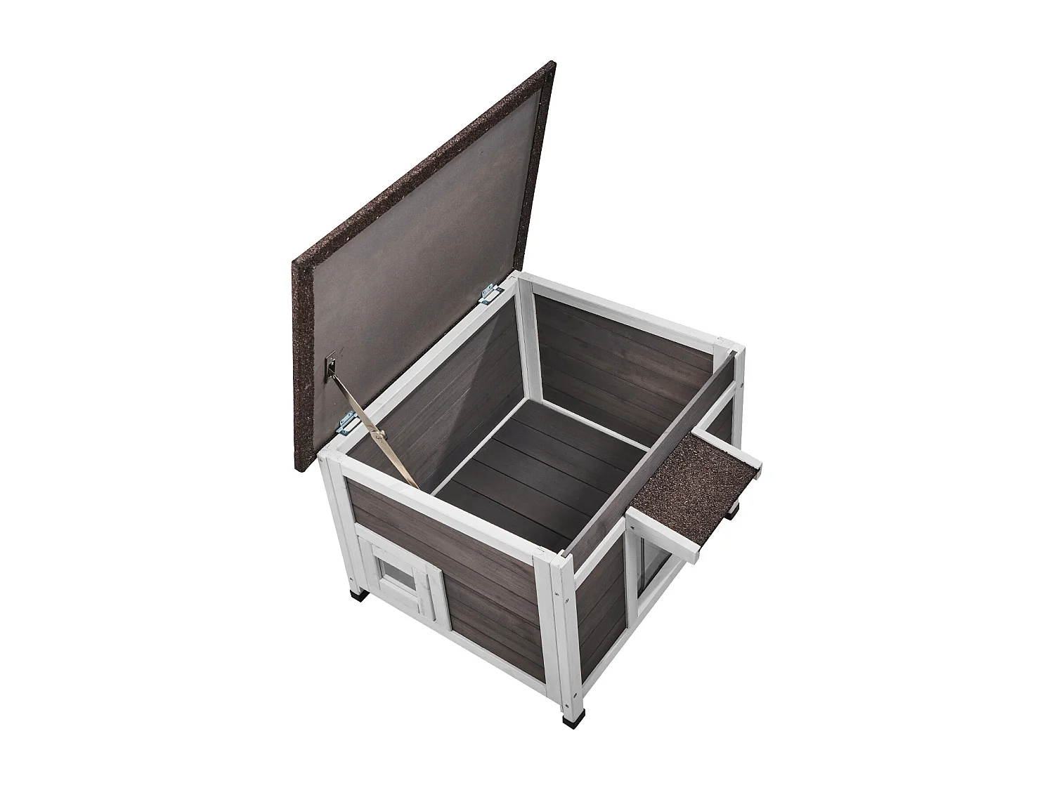 Maison pour Chat, SucceBuy Maison d'Extérieur en Bois pour Chat - Abri pour Chat Sauvage avec Portes et Fenêtres de Toit