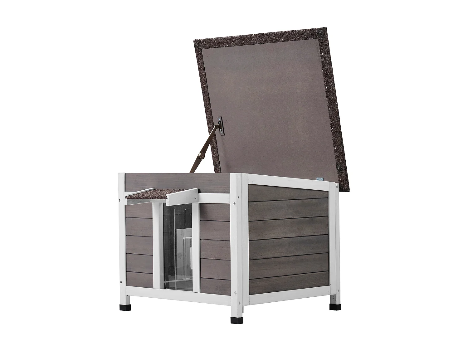 Maison pour Chat, SucceBuy Maison d'Extérieur en Bois pour Chat - Abri pour Chat Sauvage avec Portes et Fenêtres de Toit