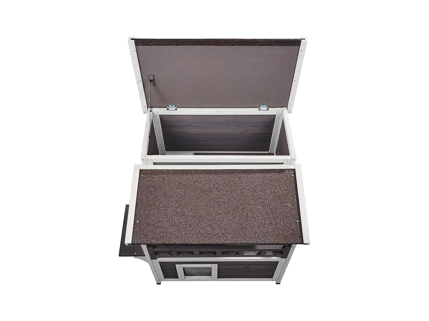 Katzenhaus, SucceBuy Outdoor-Katzenhaus - 2-stöckiger Wildkatzenunterstand aus Holz mit Balkon und Dach