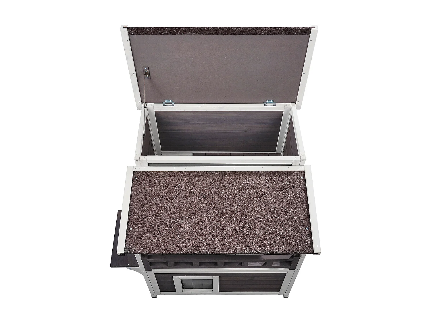 Maison pour Chat, SucceBuy Maison pour Chat d'Extérieur - Abri pour Chats Sauvages en Bois à 2 Étages avec Balcon et Toit